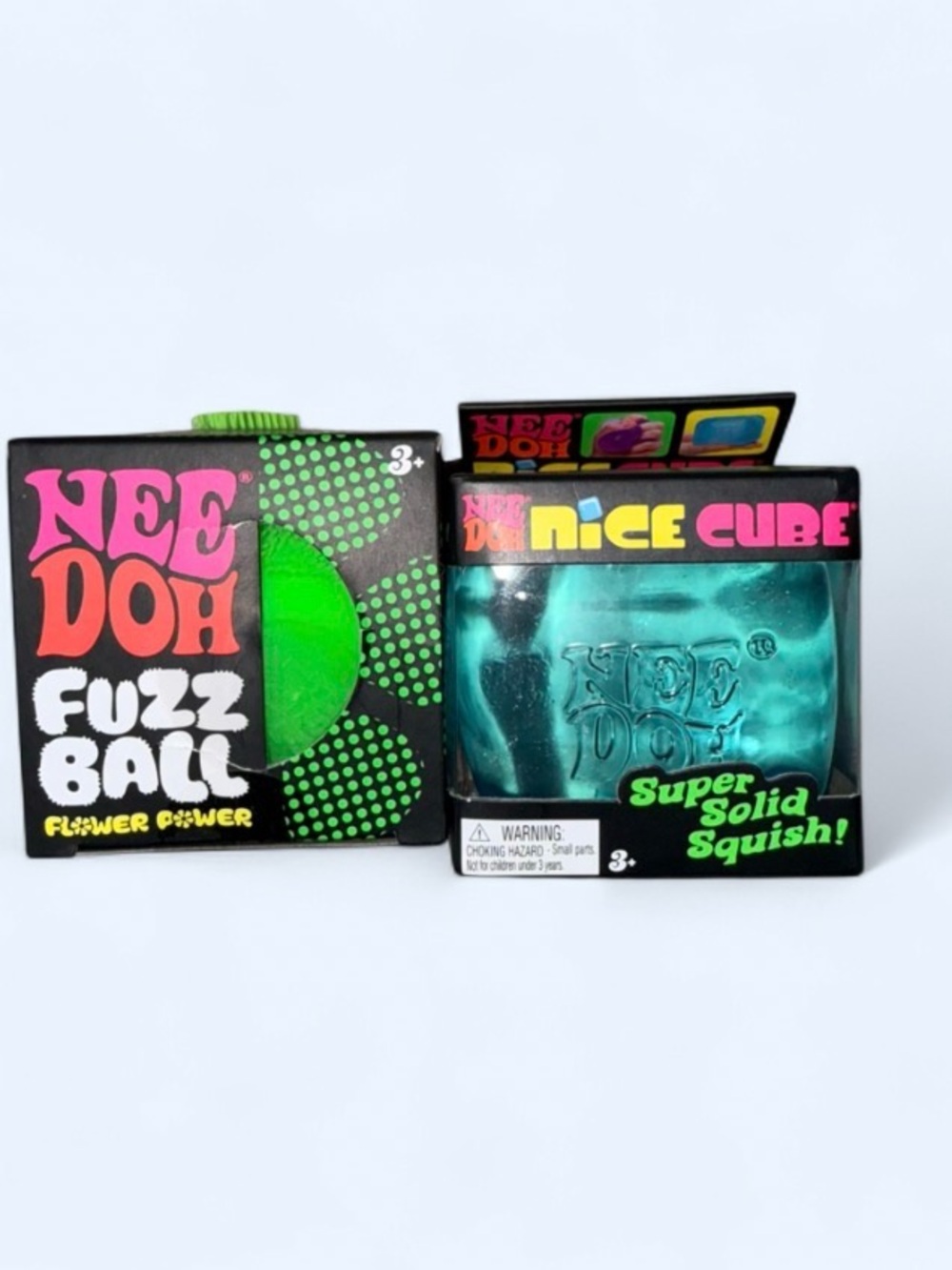 NeeDoh Fuzz Ball & Nice Cube Set - Green/Teal